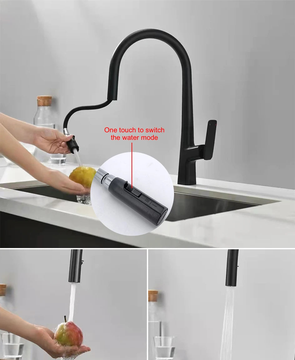 VGX Pull Out Kitchen Sink Faucet Stream Sprayer Kitchen Gourmet Faucet Rotatable Basin Mixer Water Tap Hot Cold Crane Brass Grey