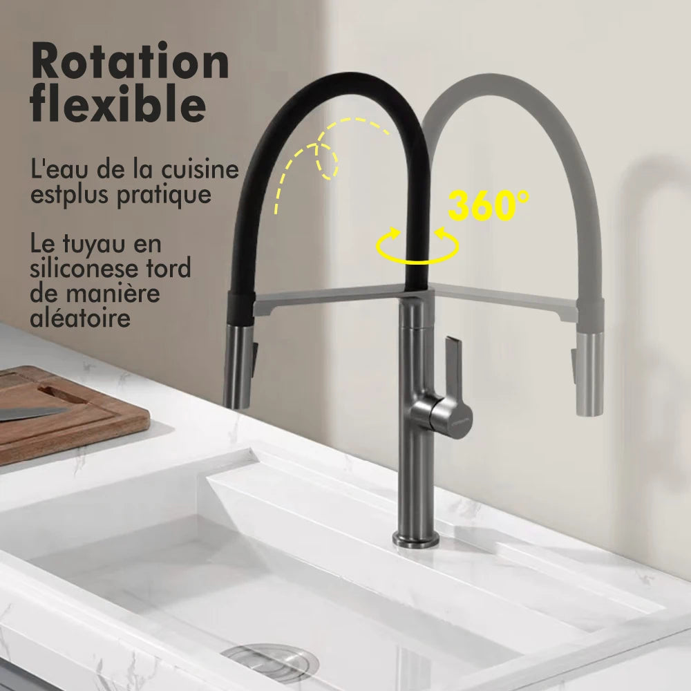 Black Kitchen Faucet Pull Down Sprayer Rubber Mixer Deck Mounted 2 Ways Sprayer Head Taps Hot And Cold Water faucet