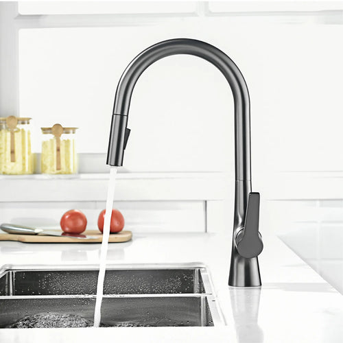 AITANA modern brushed gold kitchen faucet with single handle and single hole ceramic valve core hot&cold water pull-out sink Tap