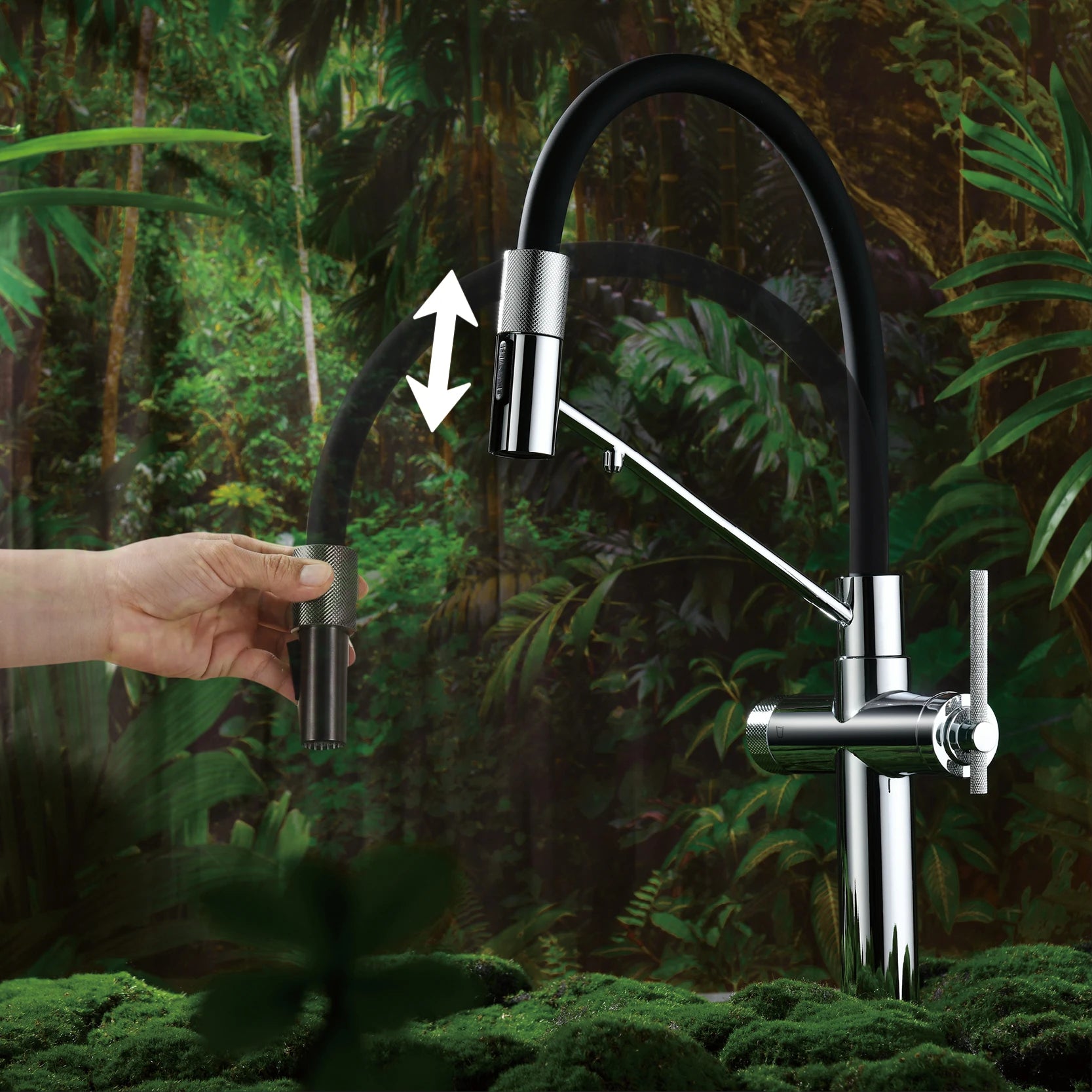 AITANA brushed rose gold pull-out kitchen faucet with luxury drinking water mode 3 function hot&cold water single hole sink Tap