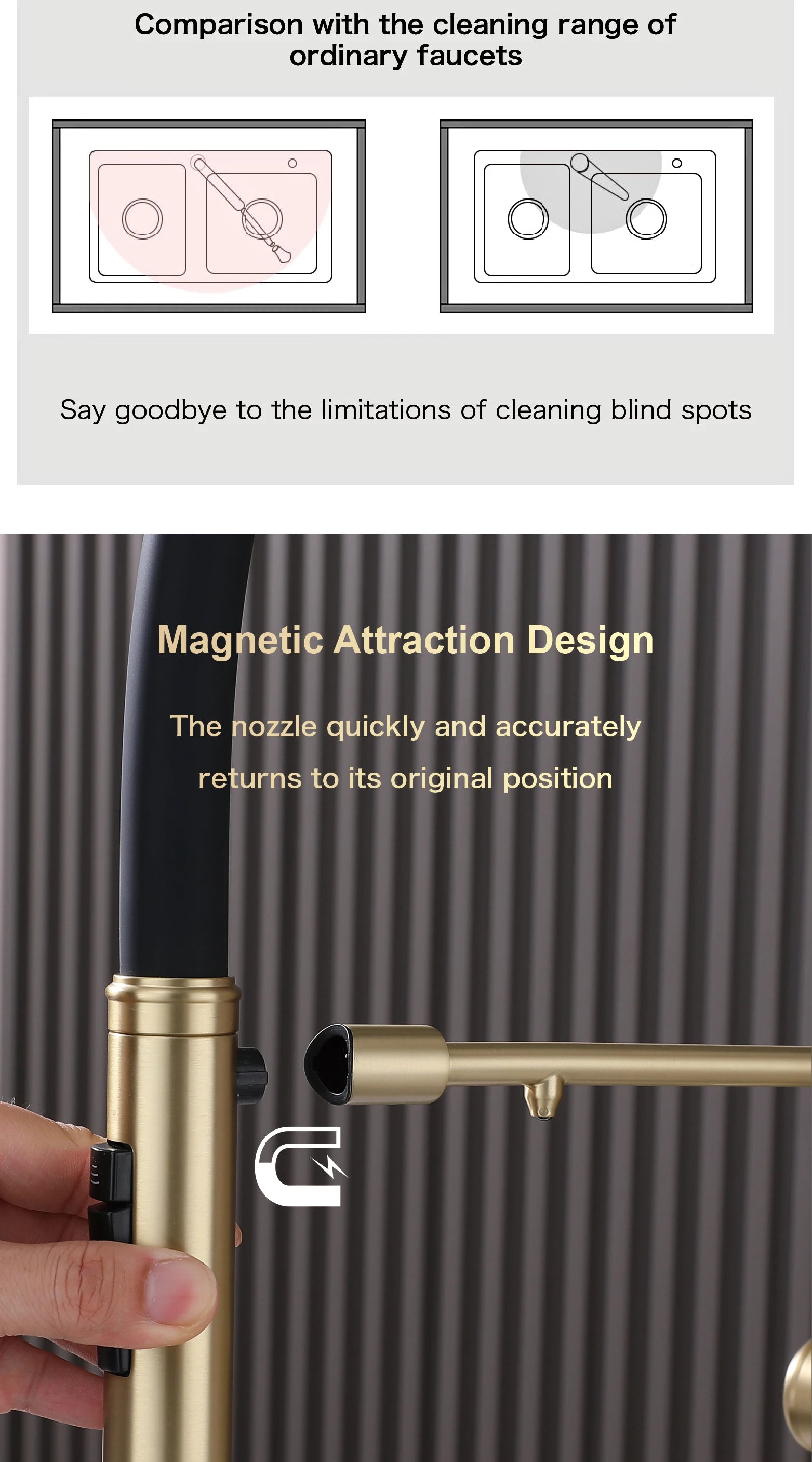 Brushed gold copper pull-out kitchen faucet with single hole hot and cold water 2 functions and drinking water mode sink Mixer