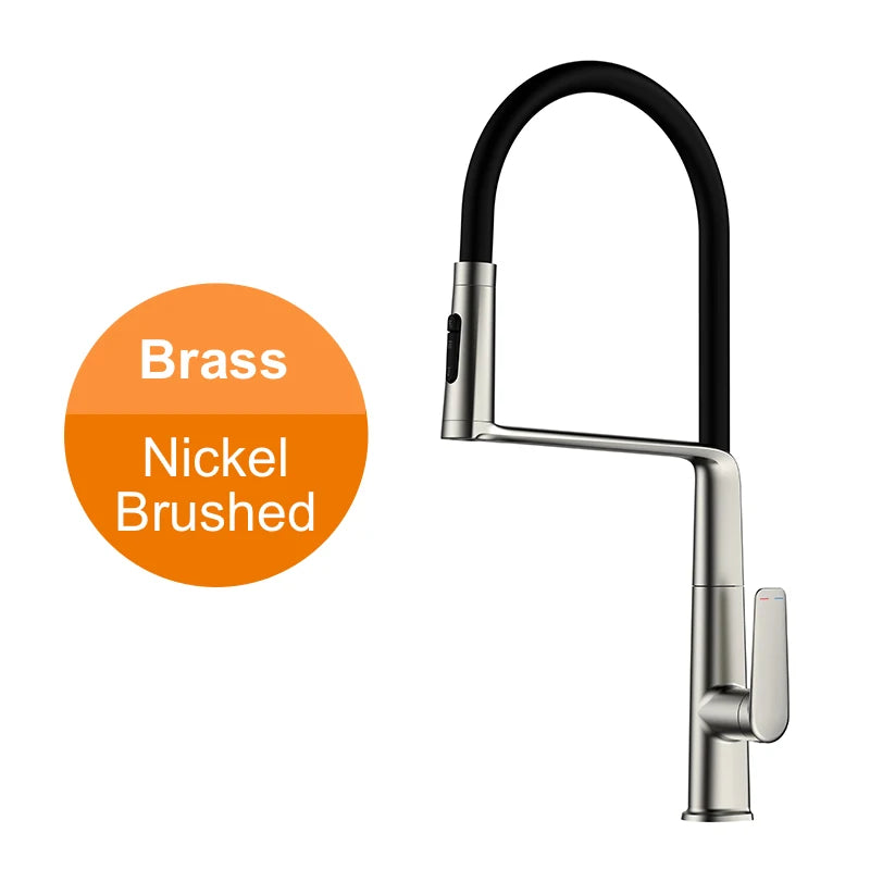 VGX Brushed Kitchen Faucet Sink Faucet Rubber Pull Down Stream Sprayer Tap Rotatable Kitchen Mixer Water Tap Hot Cold Crane Gold