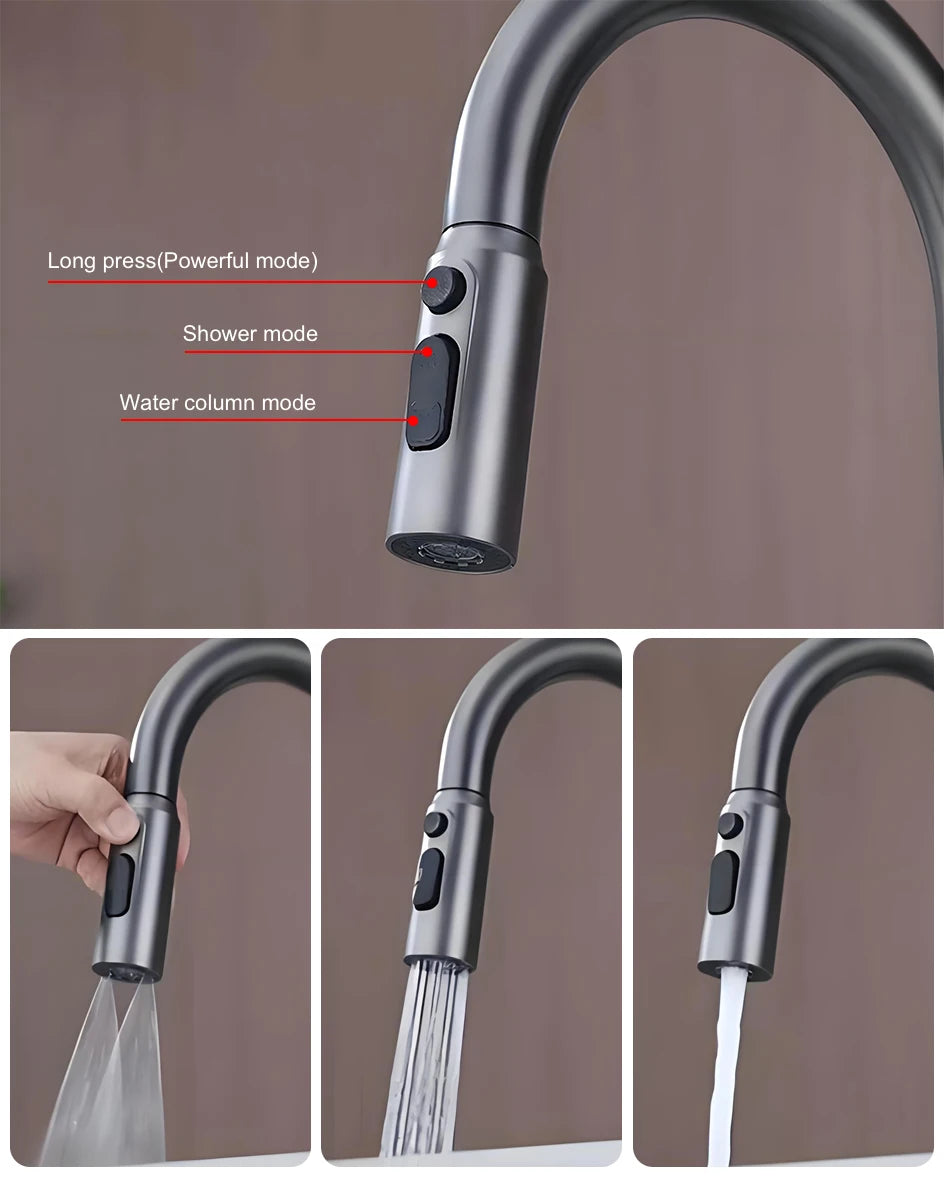 VGX Water Filter Kitchen Faucet Dual Spout Pure Drinking Water Tap Pull Out Kitchen Sink Mixer Kitchen Gourmet Faucet Crane Gold