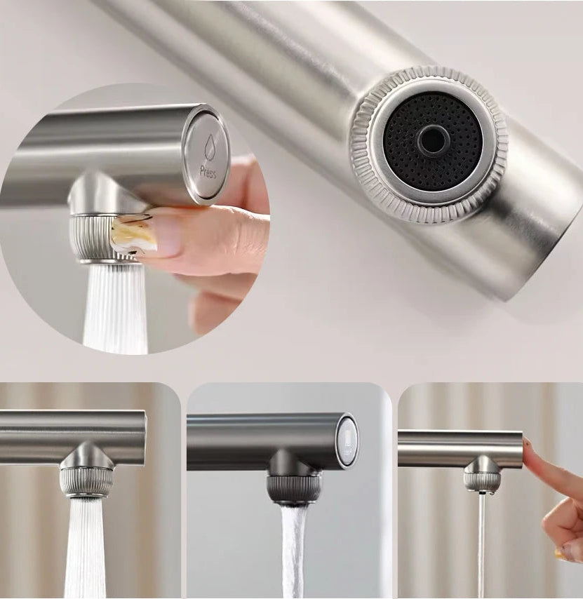 VGX Kitchen Faucet Dual Spout Pure Drinking Water Tap Pull Out Kitchen Sink Mixer Stainless Steel Kitchen Gourmet Faucet Crane