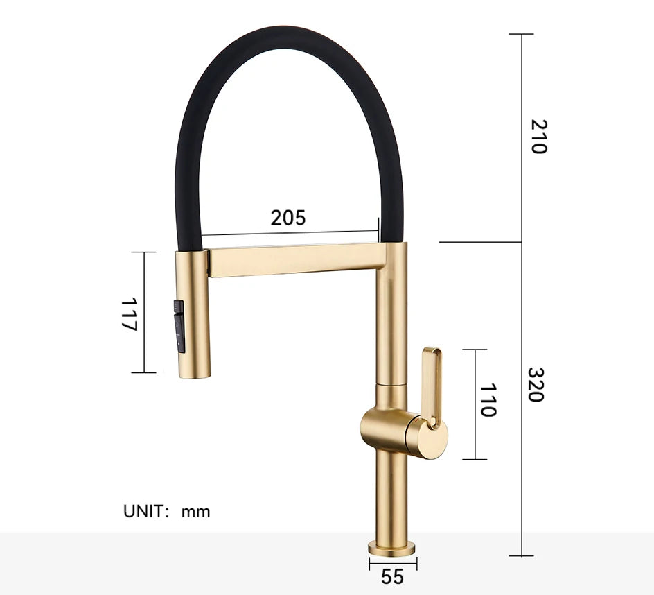VGX Kitchen Faucet Sink Faucets Rubber Pull Down Stream Sprayer Taps Rotatable Kitchen Mixer Water Tap Hot Cold Crane Brass Gold