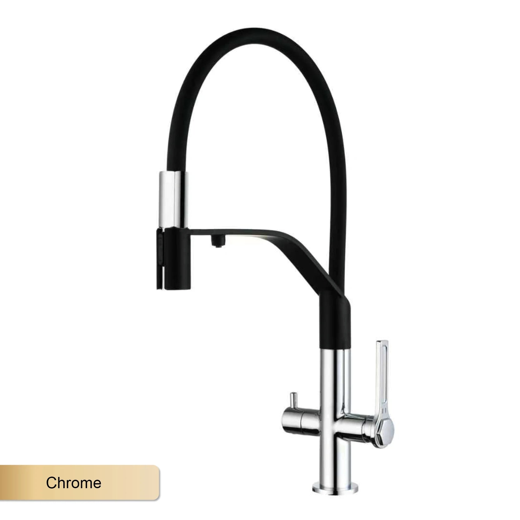 Modern Gun-Grey Stainless Steel 3-in-1 Kitchen Faucet with Filtered Water 1 Hole Double-Handle Mixer for Cold&Hot Water Sink Tap