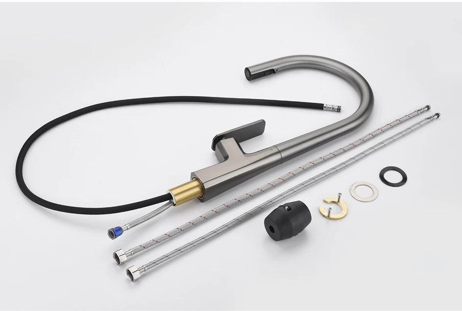 VGX Pull Out Kitchen Sink Faucet Stream Sprayer Kitchen Gourmet Faucet Rotatable Basin Mixer Water Tap Hot Cold Crane Brass Grey