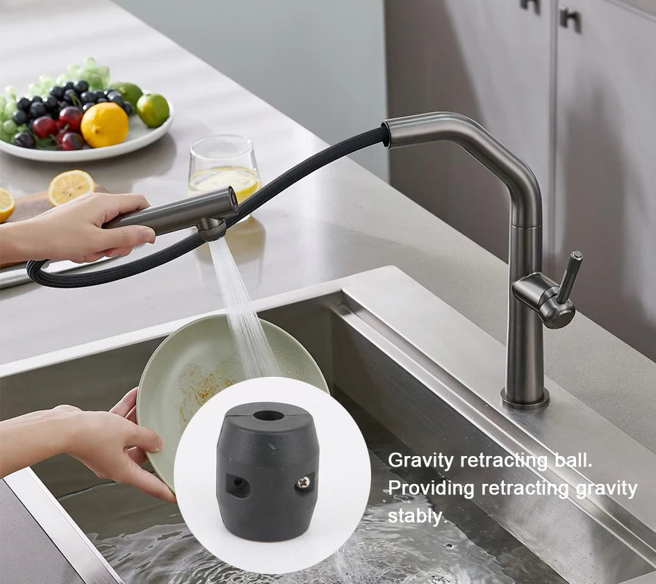 VGX Gold Kitchen Faucet Dual Spout Pure Drinking Water Tap Pull Out Kitchen Sink Mixer Stainless Steel Kitchen Gourmet Crane