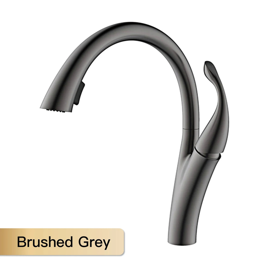 AITANA Simple design brass black kitchen faucet modern single handle pull-out hot and cold water 2 function sink faucet