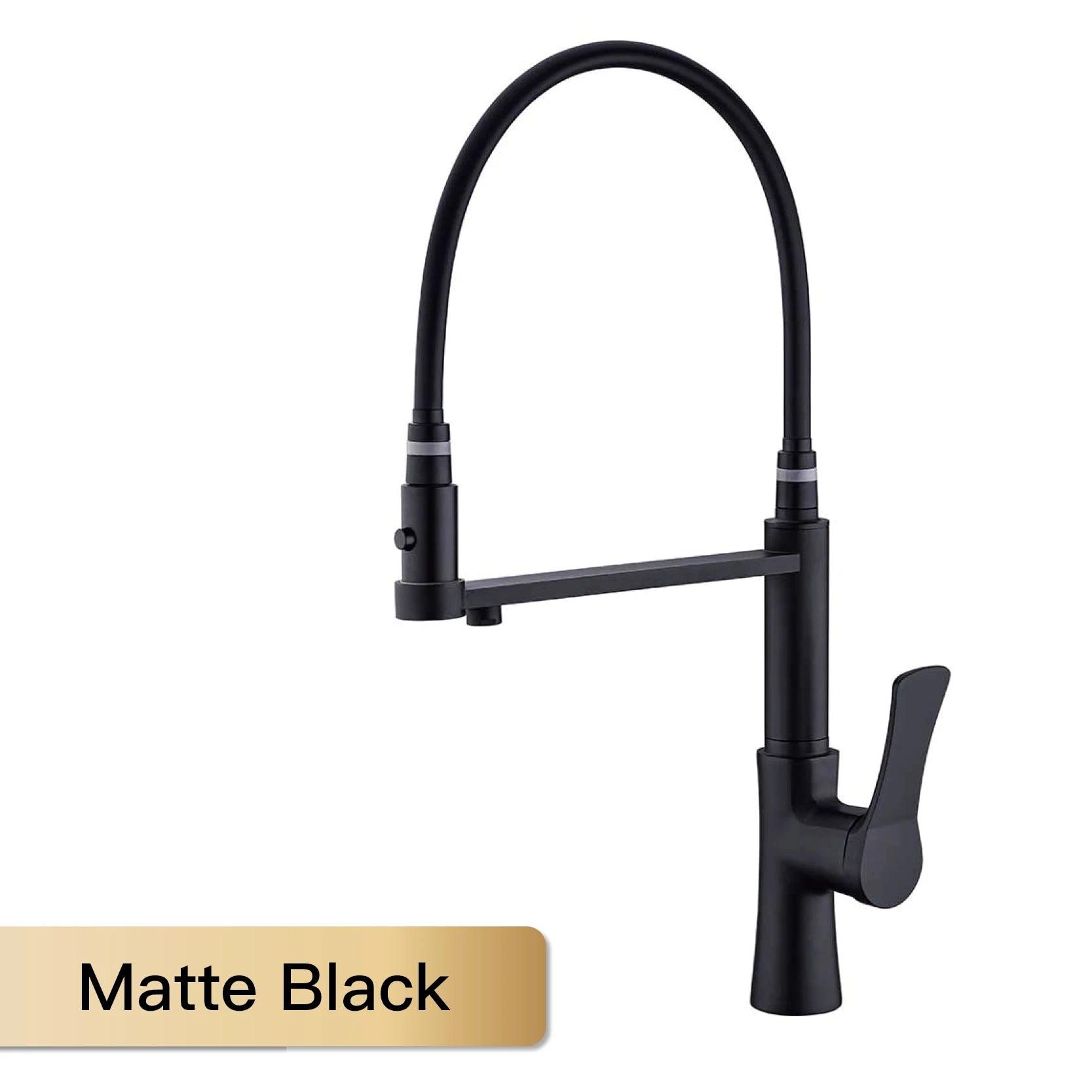 Simple black brass kitchen faucet with pull-out design, dual control of cold and hot, and water purification function sink Tap