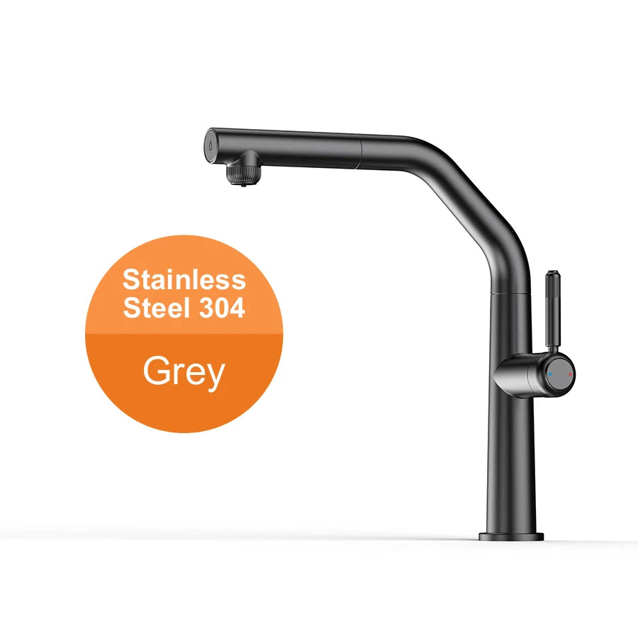 VGX Gold Kitchen Faucet Dual Spout Pure Drinking Water Tap Pull Out Kitchen Sink Mixer Stainless Steel Kitchen Gourmet Crane