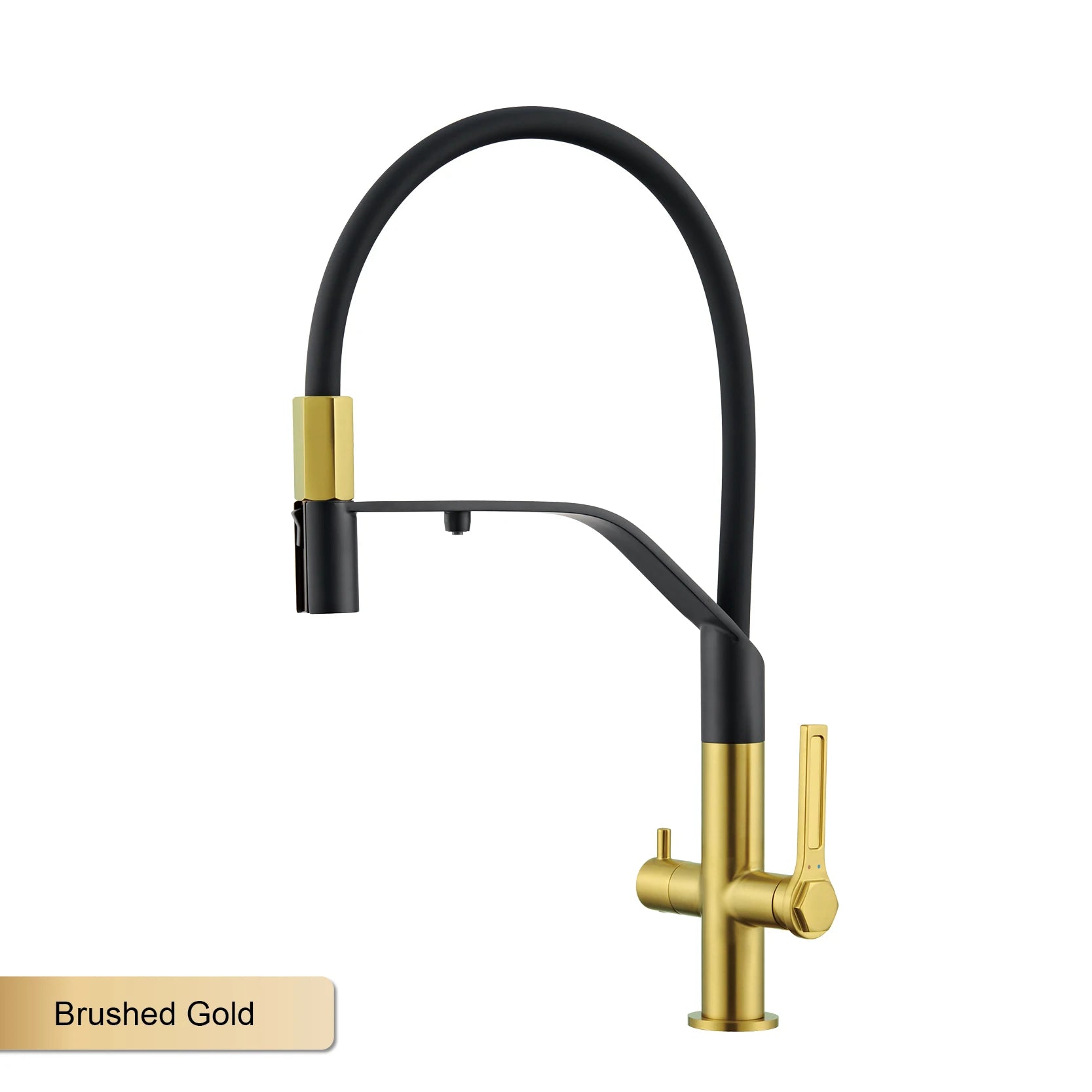 Modern Gun-Grey Stainless Steel 3-in-1 Kitchen Faucet with Filtered Water 1 Hole Double-Handle Mixer for Cold&Hot Water Sink Tap