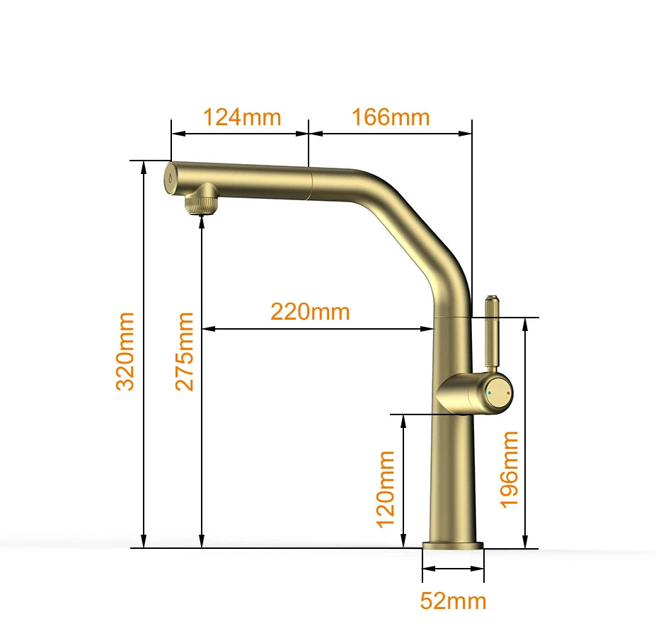 VGX Gold Kitchen Faucet Dual Spout Pure Drinking Water Tap Pull Out Kitchen Sink Mixer Stainless Steel Kitchen Gourmet Crane