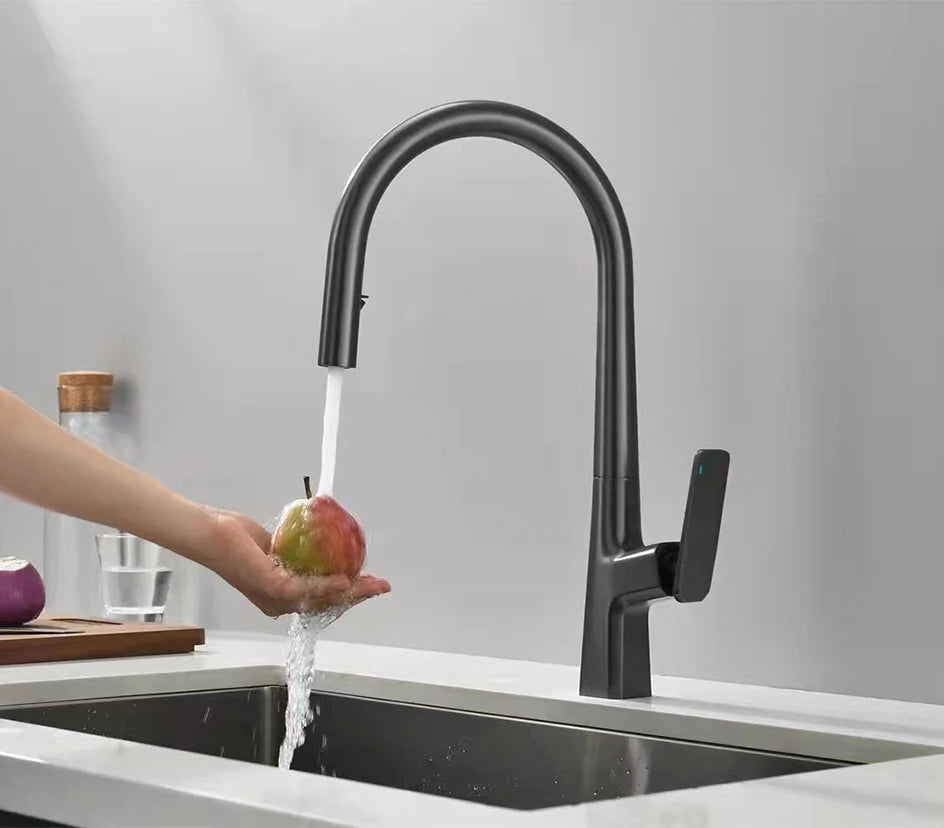 VGX Pull Out Kitchen Sink Faucet Stream Sprayer Kitchen Gourmet Faucet Rotatable Basin Mixer Water Tap Hot Cold Crane Brass Grey