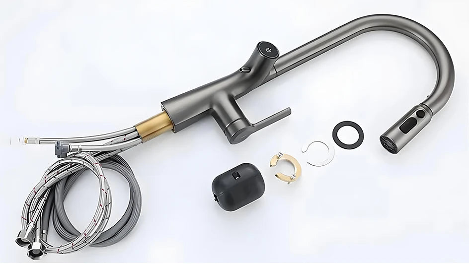 VGX Water Filter Kitchen Faucet Dual Spout Pure Drinking Water Tap Pull Out Kitchen Sink Mixer Kitchen Gourmet Faucet Crane Gold