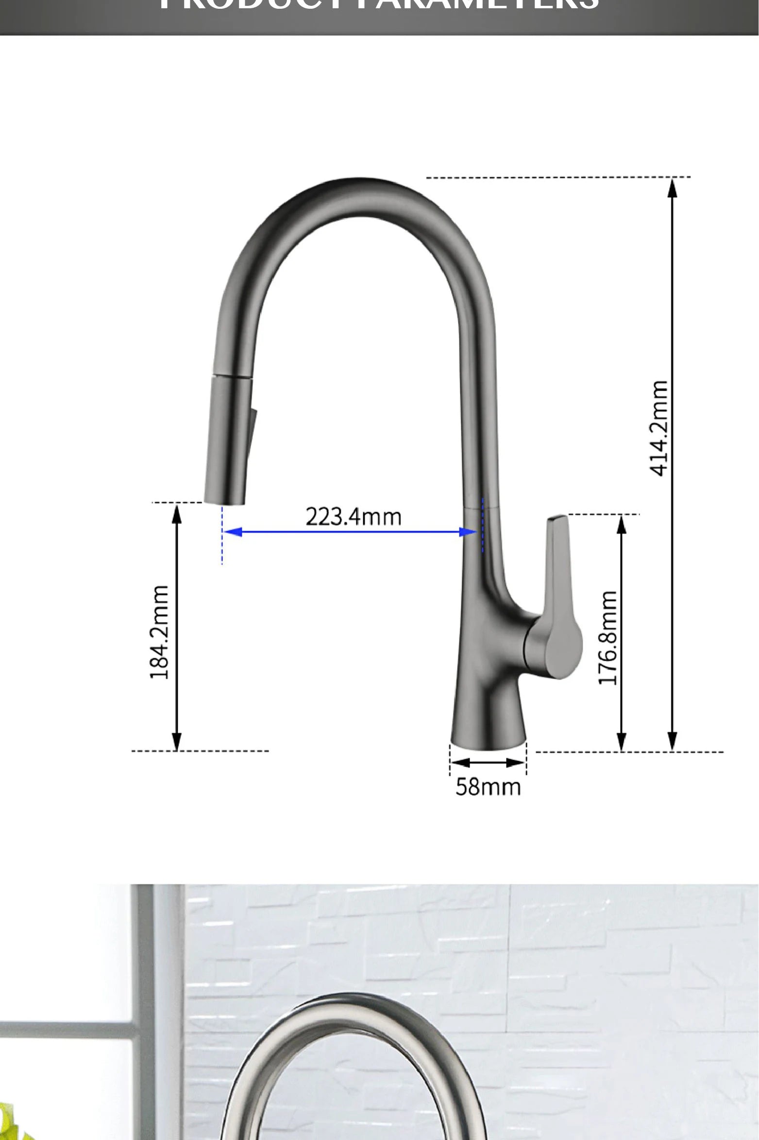 AITANA modern brushed gold kitchen faucet with single handle and single hole ceramic valve core hot&cold water pull-out sink Tap