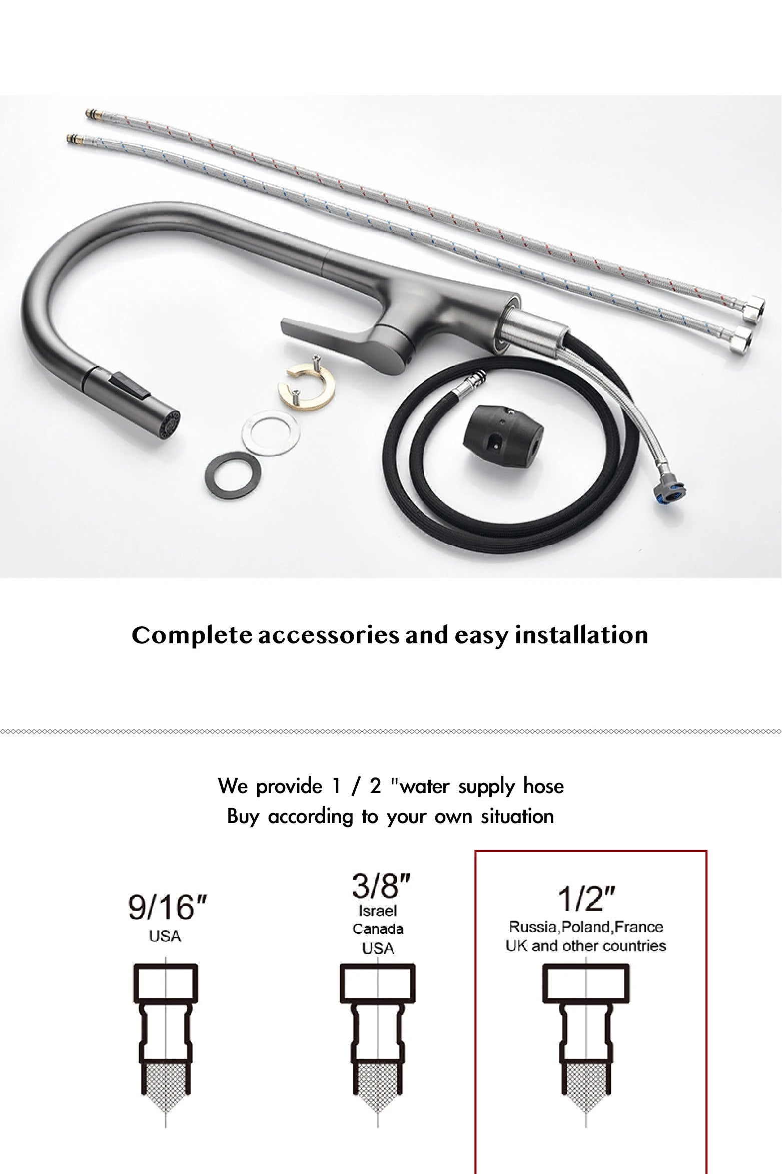 AITANA modern brushed gold kitchen faucet with single handle and single hole ceramic valve core hot&cold water pull-out sink Tap