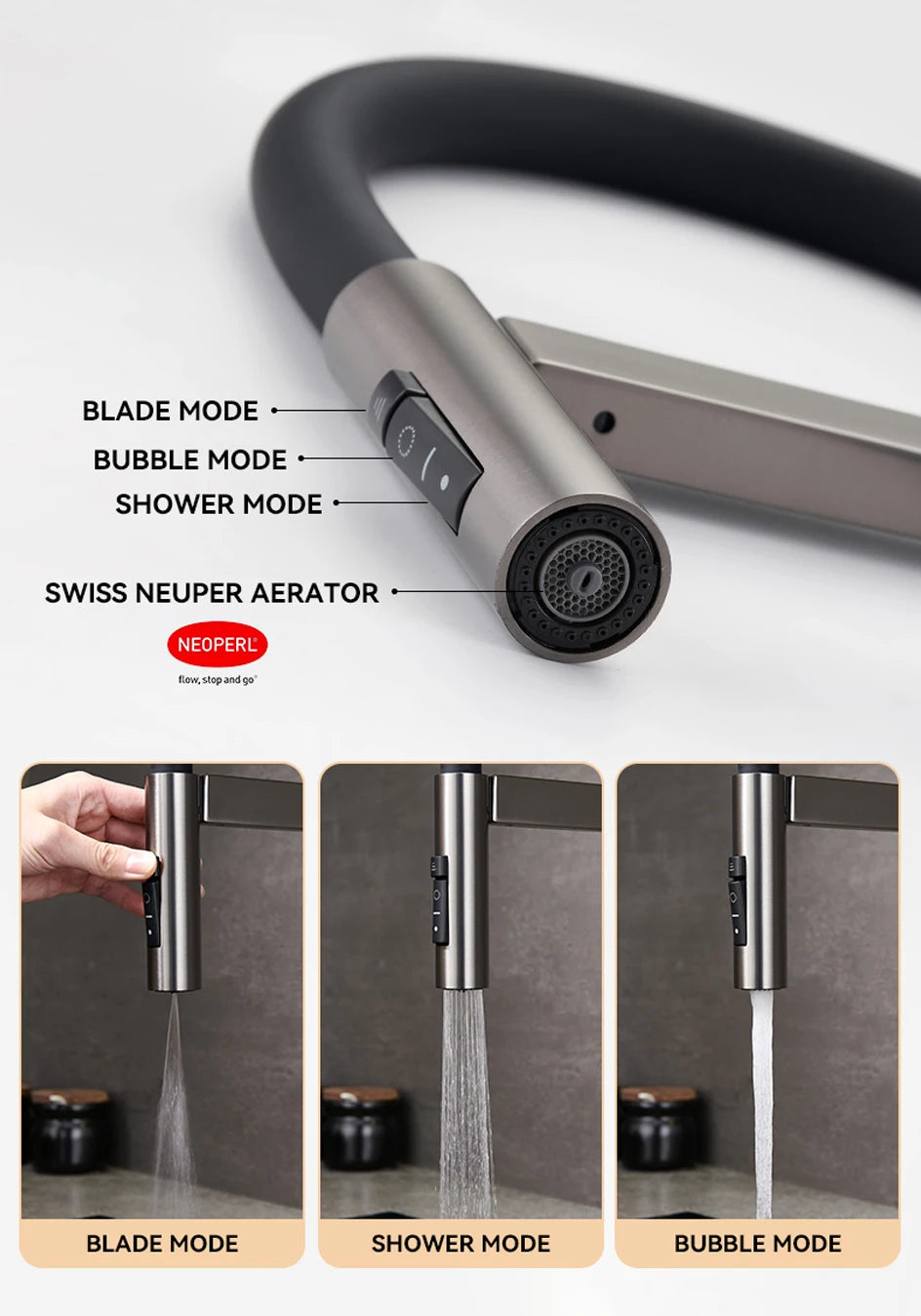 VGX Kitchen Faucet Sink Faucets Rubber Pull Down Stream Sprayer Taps Rotatable Kitchen Mixer Water Tap Hot Cold Crane Brass Gold
