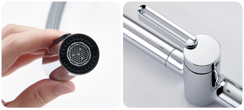 VGX Luxury Brushed Kitchen Faucet Deck Mounted Tap Pull Out Kitchen Sink Mixer Single Handle Kitchen Gourmet Faucet Water Crane