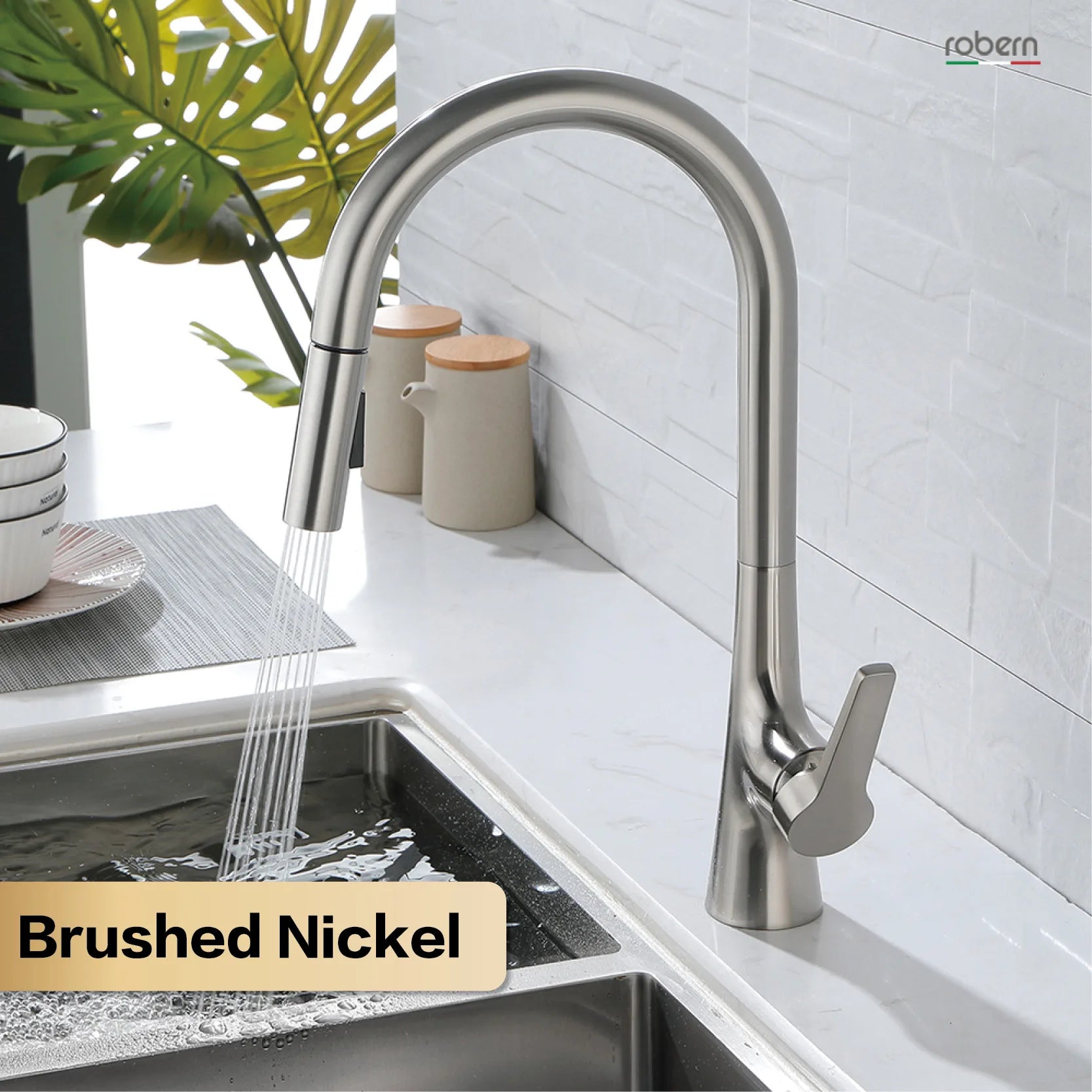 AITANA modern brushed gold kitchen faucet with single handle and single hole ceramic valve core hot&cold water pull-out sink Tap